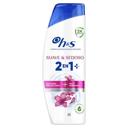 H&S Suave Y Sedoso 2 En 1 Champú Y Acondicionador Anticaspa 300ml.Actúa Contra La Caspa, La Grasa y El Picor desde el Primer Lavado. Pelo Sin Caspa+Hidratado. Para Un Pelo Suave Y Brillante