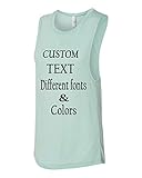 Customized Bella Canvas Women's Flowy Scoop Muscle Tank Workout Add Text Personalized Dusty Blue