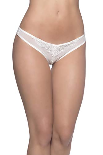 Oh La La Cheri Plus Size Crotchless Pearl Thong, 1X/2X, Black