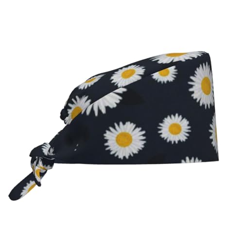Image of Cute Pug Dog Print Working Cap Scrub Cap with Sweatband,Adjustable Fashion Bandage Tie Back Hat Headwear for Women Men