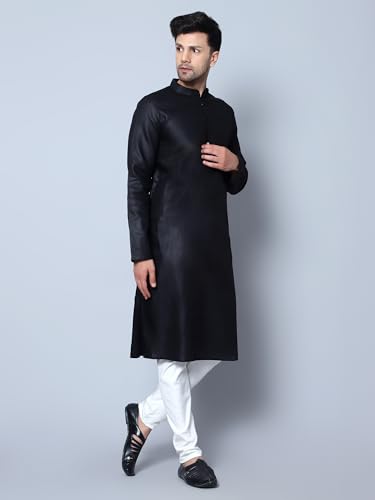 Latest Chikan Men's Cotton Blend Solid Long Kurta Full Sleeves - Casual Ethnic Wear