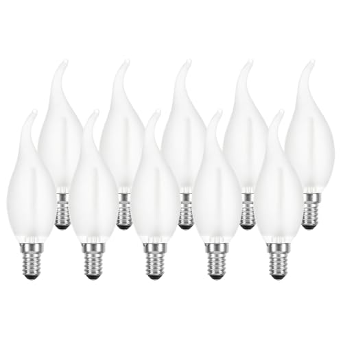 NCC-Licht 10 x LED Filament Windstoß Kerze 4 Watt E14 matt 420 Lumen, extra warmweißes Licht, Ersatz für 40W Glühlampe