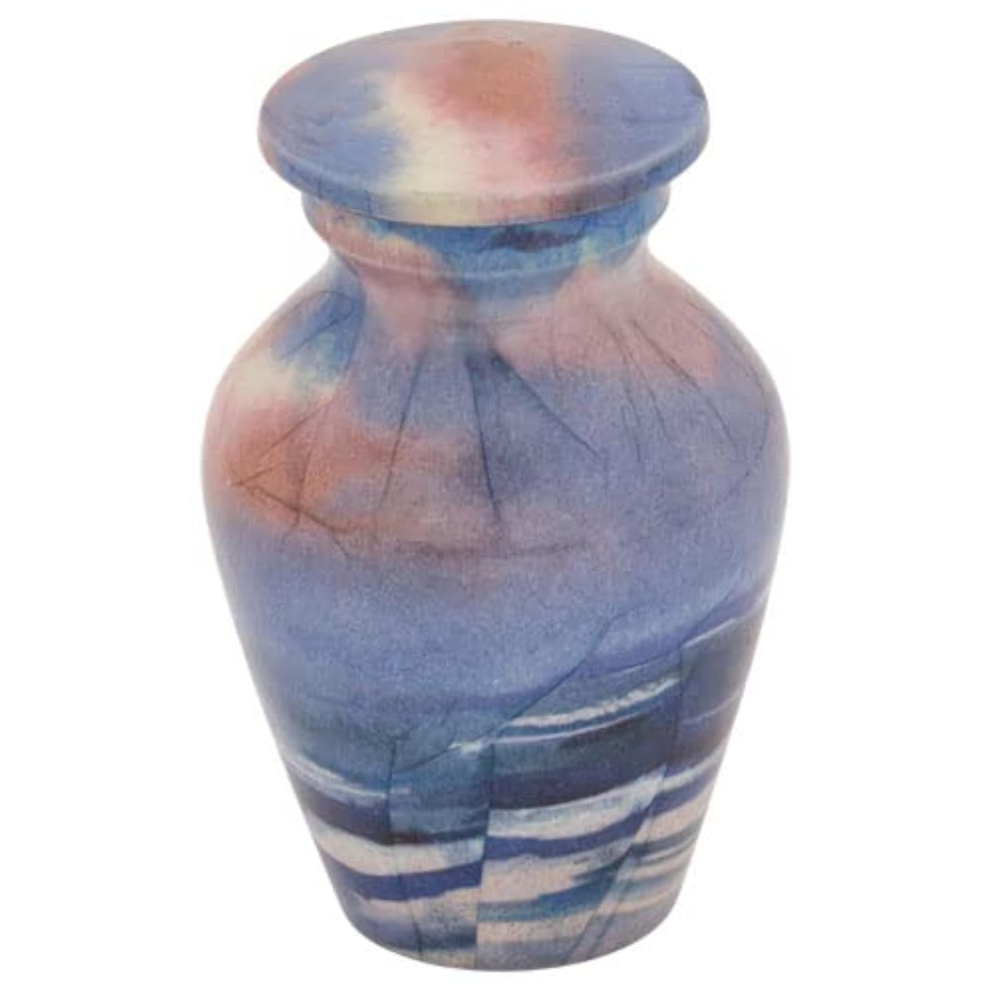 Waves Keepsake Cremation Urn for Ashes, Aluminum Blue Design
