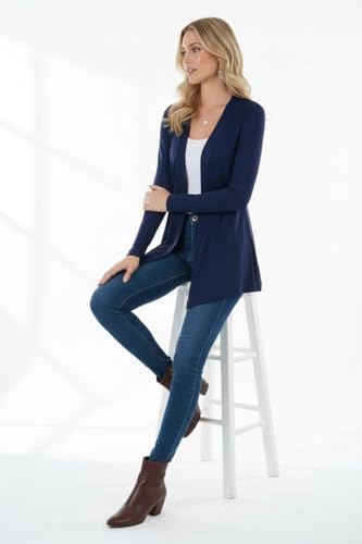 Image of ToBeInStyle Womens Open Front Long Sleeve Lightweight Asymmetrical Draped Cardigan with Side Pockets