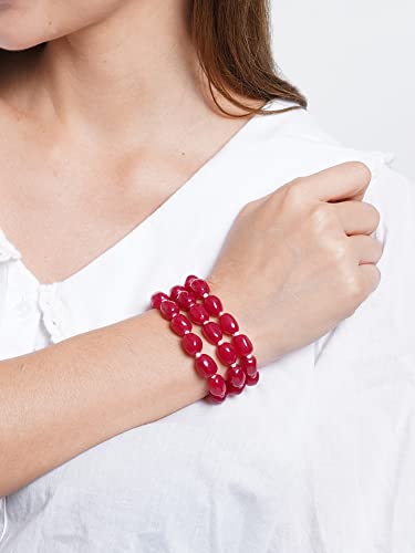 Image of Karatcart Glossy Finish Tumble Stone Studded Beaded Bracelet for Women