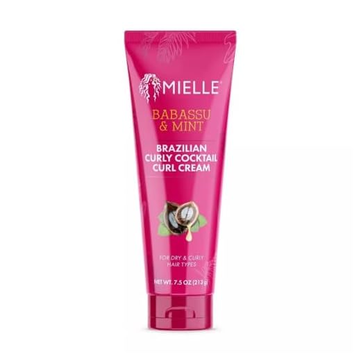 Mielle Organics Babassu Brazilian Curly Cocktail Curl Cream for Dry & Curly Hair Types, Moisturizing Cream for Curly Hair, 7.5 Ounces