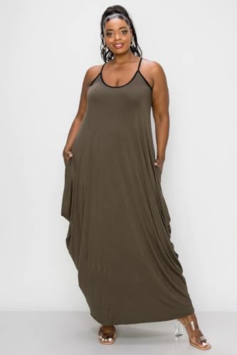 Image of BFFBABY Women's Casual Maxi Dress Sleeveless Tie Dye Spaghetti Strap Summer Plus Size Swing Sundress with Pockets