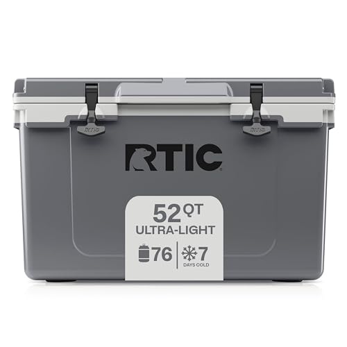 Image of RTIC 52 QT Ultra-Light Hard Cooler | Portable Ice Chest Box for Beach, Drink, Beverage, Camping, Picnic, Fishing, Boat, Barbecue, 30% Lighter Than Rotomolded