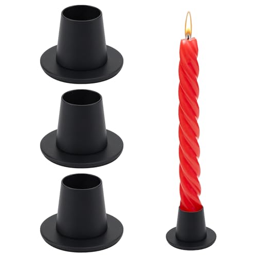 4 Portavelas Cilíndricos Negros Base de Fijación de Velas Diámetro Interior 2.2cm Candelabros de Hierro Soporte para Velas Candelero Redondo para Cumpleaños Bodas Navideña