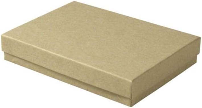 RJ Displays 25 Piece Pack Brown Kraft Paper Cotton Filled Lidded Jewelry Gift Box Necklace, Belt Buckle, Pendant, Brooch, Bracelet, Bangle, anklet -Size 5.25" X 3.75" X 1" (Brown Kraft)