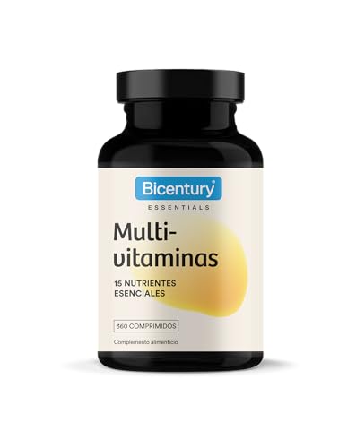 Bicentury Multivitaminas y Minerales - 15 Nutrientes Esenciales, Vitaminas A B C D E K, Zinc, Selenio, Calcio y más. Sin alergenos. 360 Comprimidos, hasta un año de producto en formato familiar.