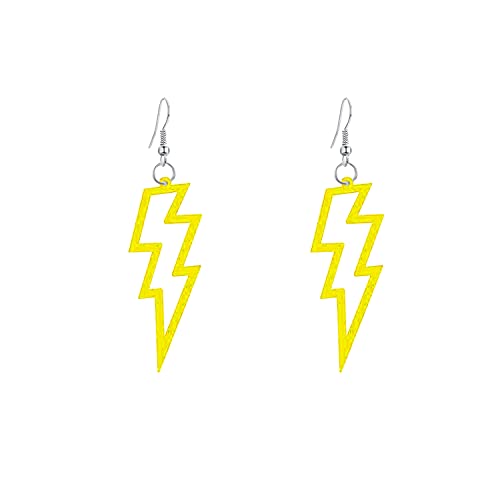 80s Neon Earrings Halloween Lightning Earrings Retro Acrylic Drop Dangle for Women 80s Party (Yellow)