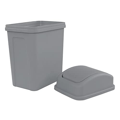 Image of Cand 4 Pack 7 Liter Swing Top Trash Can, 1.8 Gallon Plastic Garbage Can, Gray Dustbin