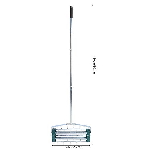 PBOHUZ Aerador de gramado para uso ao ar livre, aerador de grama, resistente, com rolo, alça perfeit