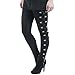 Women's Gothic High Waist Pants Bandage Lace Up Buckle Strap Slim Fit Leggings Punk Street Rock Style Costume Pants Black Large