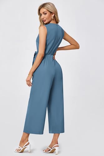 Jasambac Women'S Jumpsuits Sleeveless Dressy Scoop Neck Long Pant Romper Tummy Control Playsuit Casual One Piece Outfits thumb #1