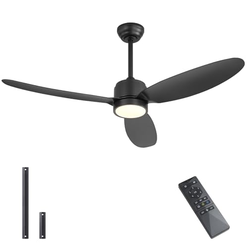 WINGBO 52" Wet Rated Ceiling Fans with Lights, Outdoor/Indoor, Black by WINGBO - Used condition - US$111.99