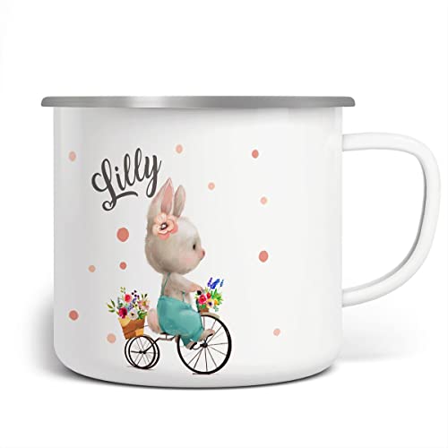 Personalisiert Emaille Becher Für Kinder Mit Bauernhof-Motiv – Mit Namen Bedruckt, 300 Ml