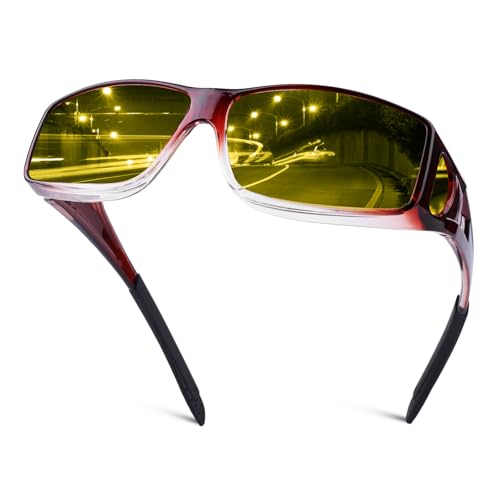 Image of Night Driving Glasses for Men Women Fit Over Sunglasses Anti Glare Polarized HD Night Vision Glasses