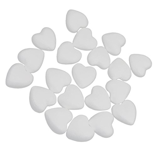Lot de 20 cœurs en mousse de polystyrène Blanc 60 mm