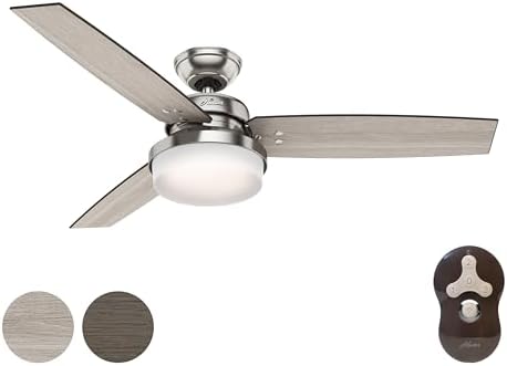 Hunter Fan 52 inch LED Ceiling Fan with Cased White Glass Light Kit, Brushed Nickel (Renewed)