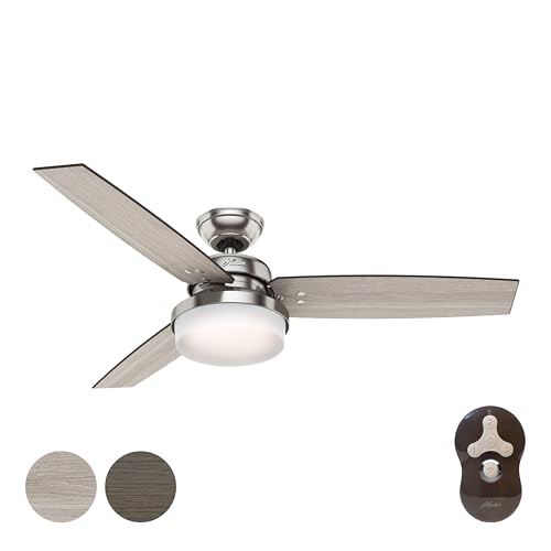 Hunter Fan 52 inch LED Ceiling Fan with Cased White Glass Light Kit, Brushed Nickel (Renewed)