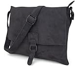 styleBREAKER Damen Umhängetasche samtige Schultertasche | Crossbody Bag mit Umschlag, Magnetknopf, Reißverschluss & verstellbarem Gurt 28,5 x 25 cm, Farbe:Dunkelgrau