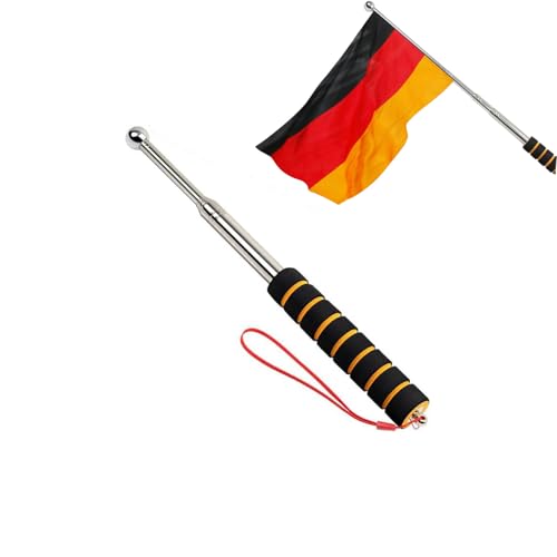 Rojinran 1.3M Teleskop Fahnenmast Handheld Tragbarer Mast mit Rutschfestem Griff Verdickte und Verstärkte Verbesserte Version Fahnenstange für Reiseleiter Lehrer und Tierabwehr