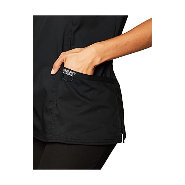 Cherokee-Womens-Mock-Wrap-Top WW Revolution by Cherokee WW610 Women's Mock Wrap Scrub Top, Black, M