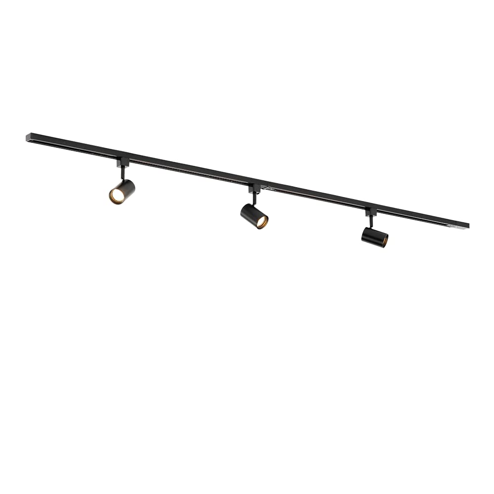 Qub Focus III Monophasé Luminaire Plafonnier LED – 200cm - 3x GU10 Spot Sur Rail - 2x 1m Barre de Spot Plafond – I-Form - Plafonnier intérieur Noir Moderne – Spots et Rails de Spots