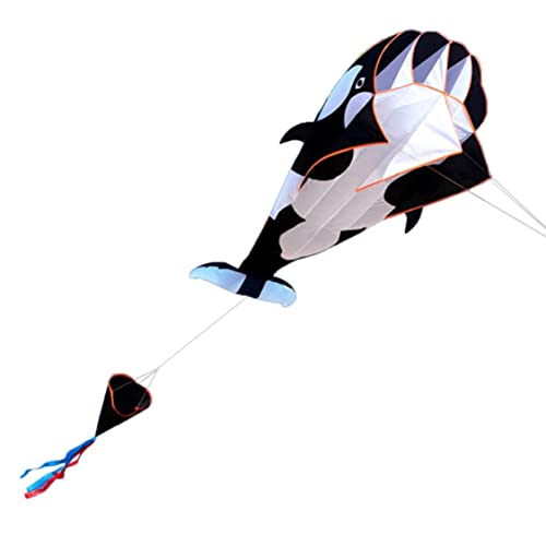 Gemuseeee Cometa Gigante de Ballena 3D Suave sin Marco Tipo Parapente, Cometa de Playa para niños, Juguete Divertido - Blanco y Negro