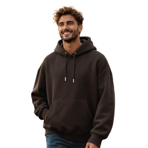 Image of Nobero Heavy Duty Oversized Solid Hoodie for Men | Hoodies for Men | Oversized Fit | Solid Colour | Thick Fleece Fabric | Drawstring Hood