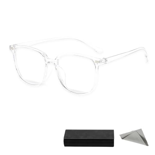 Blaulichtfilter Brille Herren Damen gaming brille Computerbrille Gaming Schutzbrille TR90 Rahmen leicht UV400 blockiert Blaulicht inkl. PU Etui und Brillenputztuch für Bildschirmarbeit (Transparent)