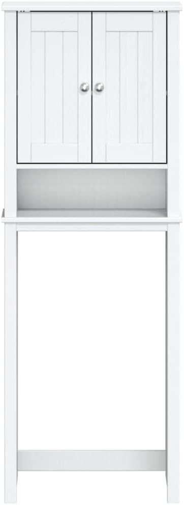 Over-the-Toilet Storage White Solid Pine Wood Unit with Three Shelves for Bathroom Vanity Set Farmhouse Bathroom Cabinet Set with Storage Minimalist Vanity Set