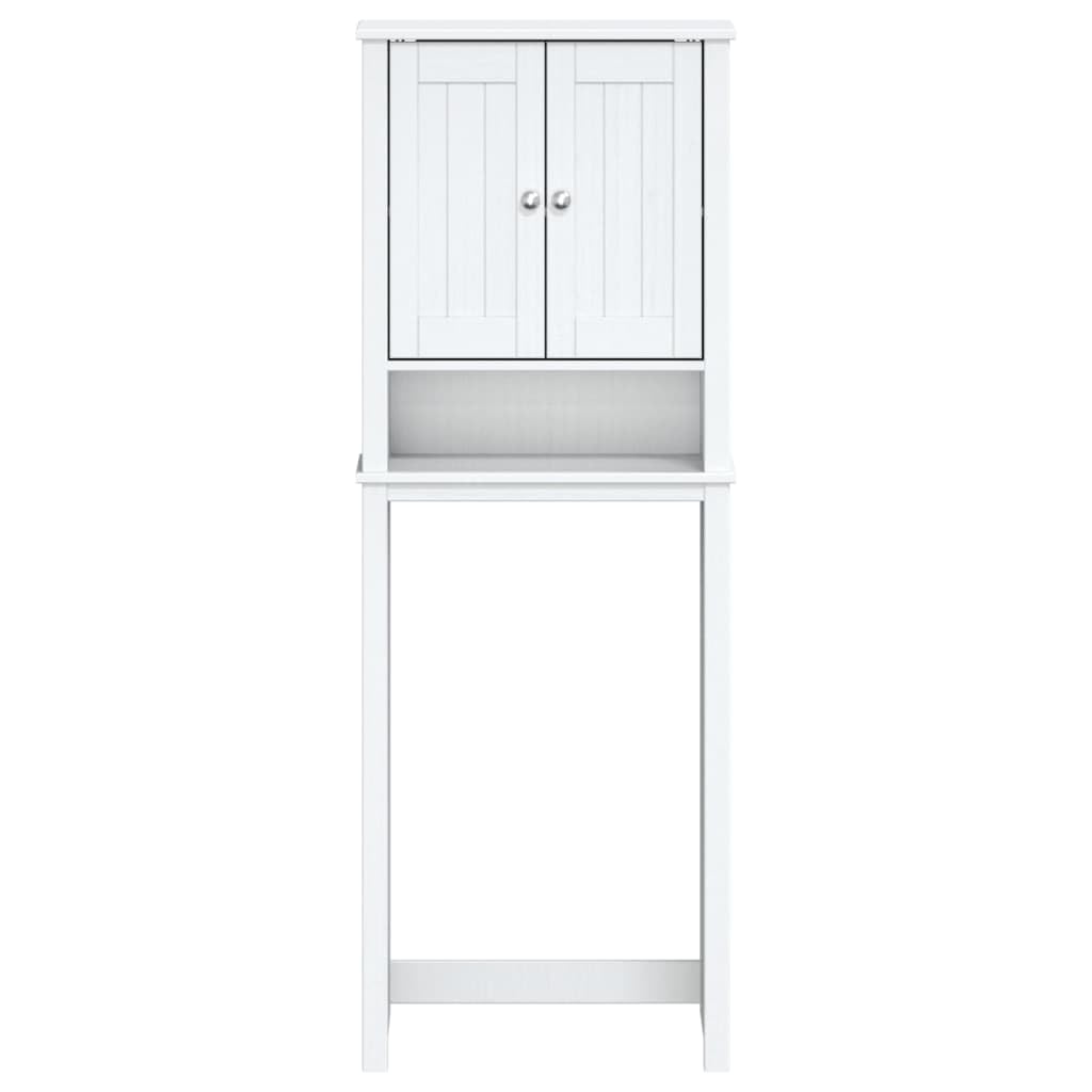 Mobile Sopra WC in Legno Massello di Pino Bianco 60x27x164,5 cm | Scaffale salvaspazio da bagno a 3 ripiani con 2 ante, ideale per organizzare articoli da toeletta in piccoli spazi.