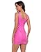 HDE Women's Faux Leather Square Neck Mini Dress Sexy Bodycon Party Club Dresses Hot Pink - XS