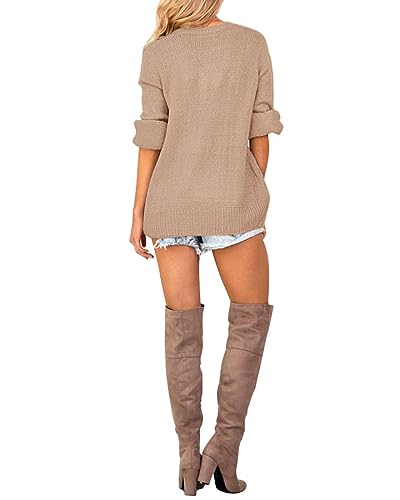 Image of LookbookStore Women's Knit Long Sleeve Faux Wrap Surplice V Neck Sweater Top