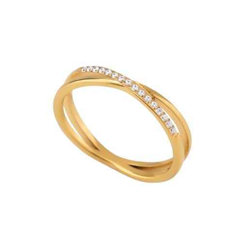 Image of PALMONAS White CZ-Studded Finger Ring for Women (Size-6,7,8) - Gift for Girls & Women | 18k Gold Plated Rings