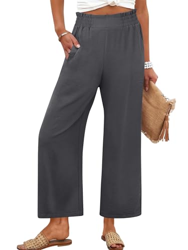 Image of ANRABESS Womens Wide Leg Palazzo Pants Summer Beach High Waisted Cropped Flowy Pants 2026 Dressy Casual Trousers with Pockets