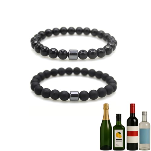 Glame Anti Alcohol Bracelet for Men Stop Drinking Alcohol Manifestation Bracelet Calming Anxiety Healing Bracelets Hematite Abstinence Assistance Natural Stone Bracelets Anxiety Stress Relief Jewelry Gifts