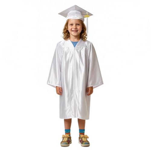 Image of Shiny Preschool Kindergarten Graduation Cap Gown Set for Kids With 2026 2025 Tassel Charm
