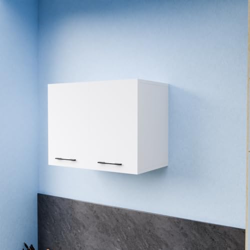 Image of 2 Door Multipurpose Wall Mounted Cabinet with Adjustable Shelf | Storage for Modular Kitchen, Bathroom, Office & Bedroom | Assembly-DIY | Color-White | Size-60x33x43.1 Cm
