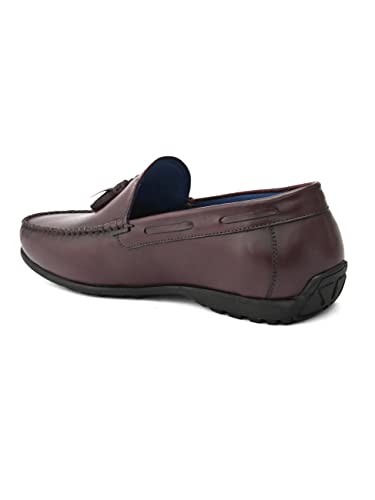 Image of San Frissco Genuine Italian Leather Loafers Casual Slip-on Textured and Patterned Outsole Cushioned Footbed /Comfortable Fashionable Stylish Flexible for Men AM SFL 15408