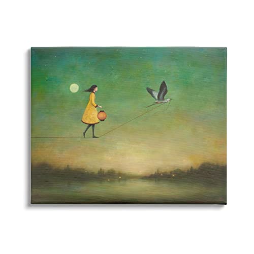 Stupell Industries Girl Following Bird Yellow Dress Vivid Green Landscape, Design by Duy Huynh