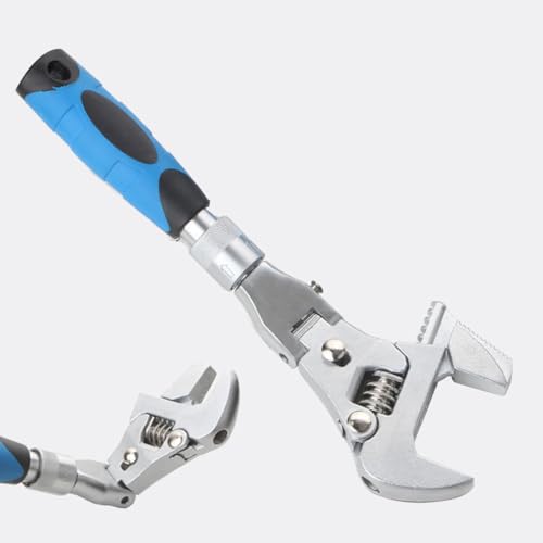 YWHWLX Christmas Santa Gifts for Men, JGG-001L 10 Inch Adjustable Wrench, 5 in 1 Torque Wrench Ratchet Wrench 180 Degree Folding Spanner Manual Tool for Plumbing Auto Repair Home Maintenance