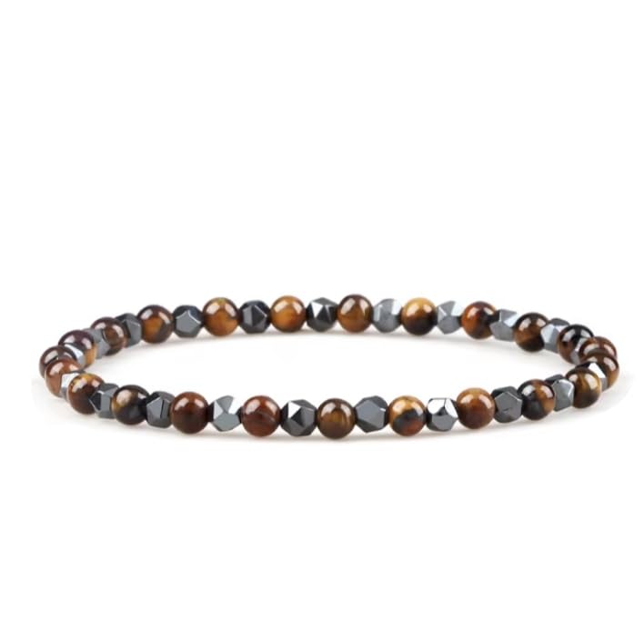 YDYDTTKD Natürliches Tigerauge-Armband, handgefertigt, 4 mm Perlen, geflochtene Armreifen für Damen und Herren
