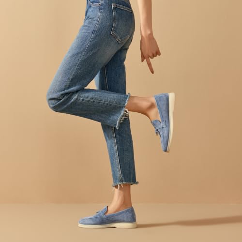 Image of BEAU TODAY Women's Suede Loafer Flats，Slip On Penny Loafers Work Shoes