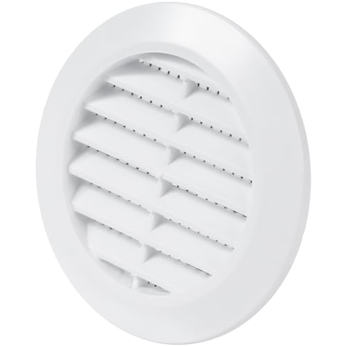Vent Systems 60 mm Weiß Luftregister – Lüftungsgitter durch die Tür – Mit Insektenschutzgitter - runde Lüftungsgitter für den Innenbereich...