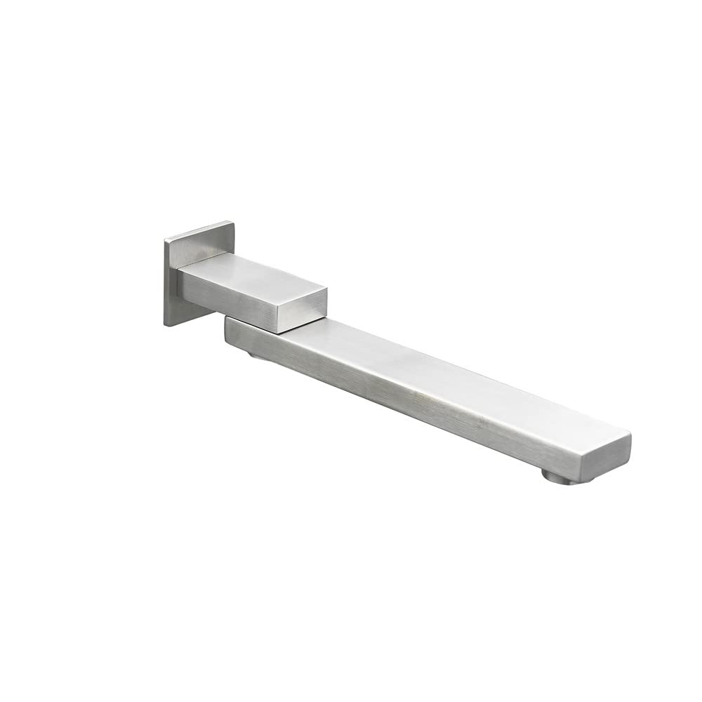 Weirun Square Bathroom Stainless Steel Bathtub Shower System Mixer Water Outlet Bath Tub Basin Swivel Spout Filler Faucet Wall Mount ,Brushed Nickel