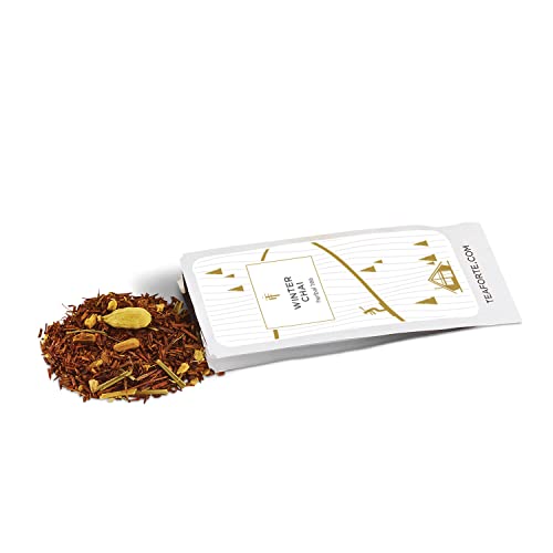 Image of Tea Forte Single Steeps Loose Leaf Tea Sampler Tea Chest, Assorted Variety Tea Box, 28 Single Serve Pouches, Winter Chalet Tea